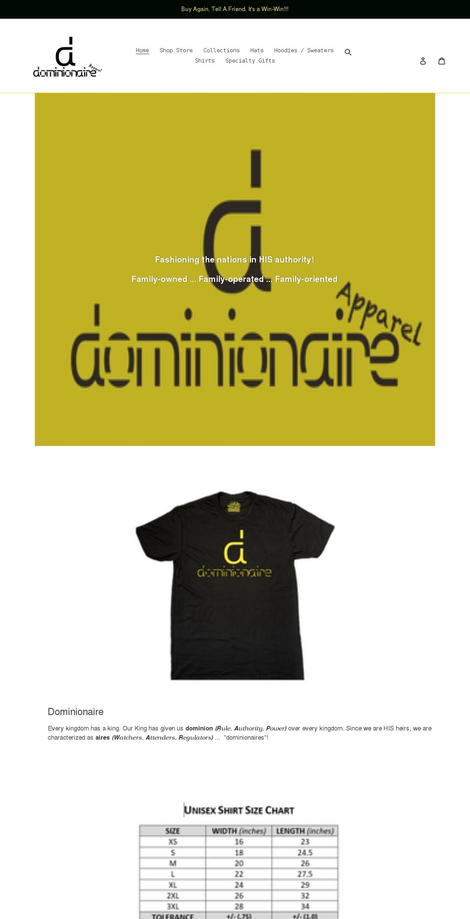 dominionaireapparel.com shopify website screenshot