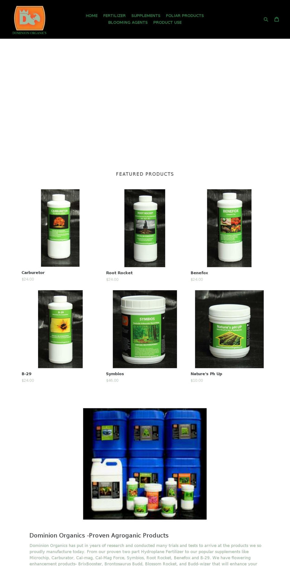 dominionorganics.com — Shopify storefront screenshot