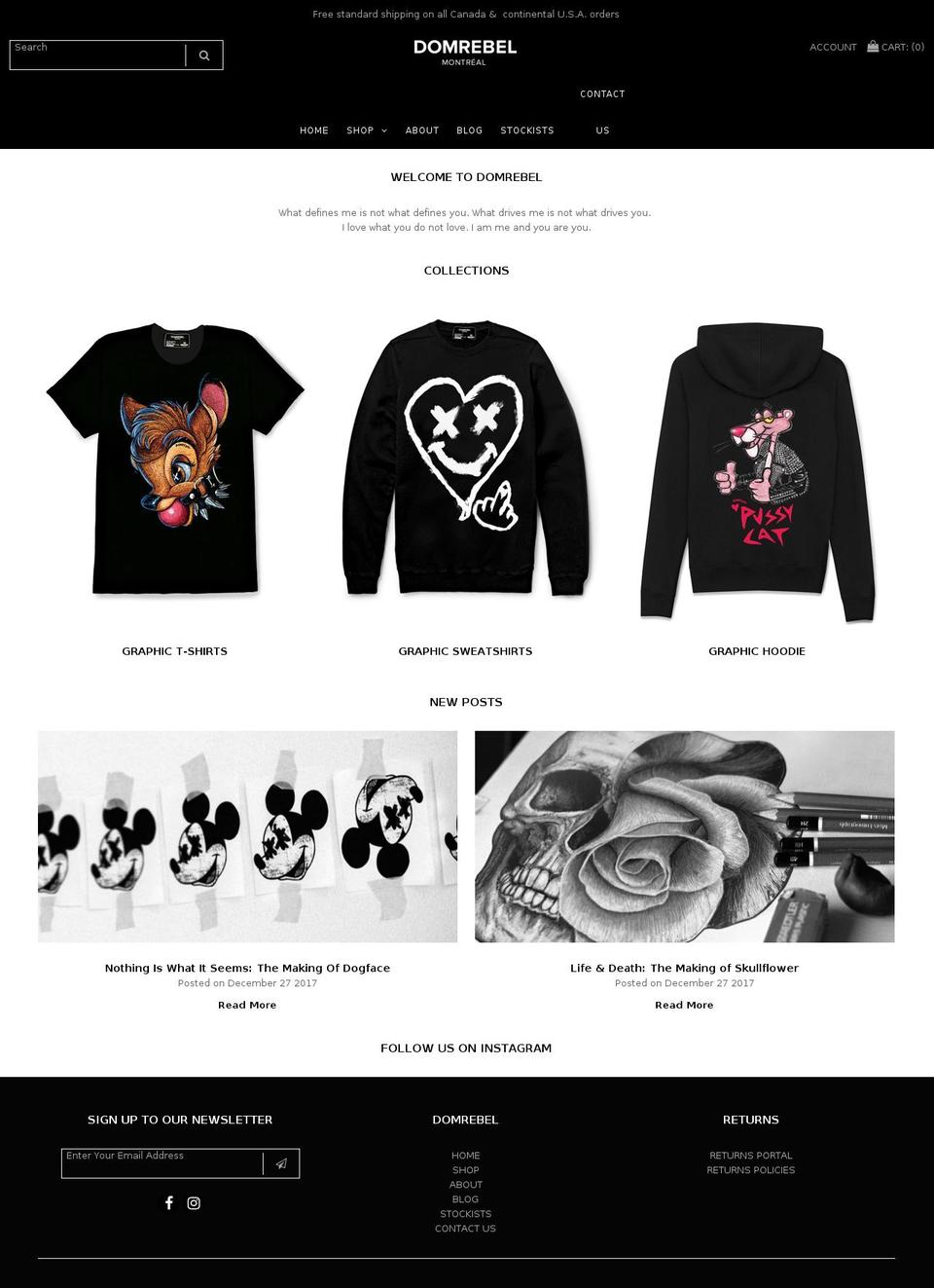 domrebel.ca shopify website screenshot