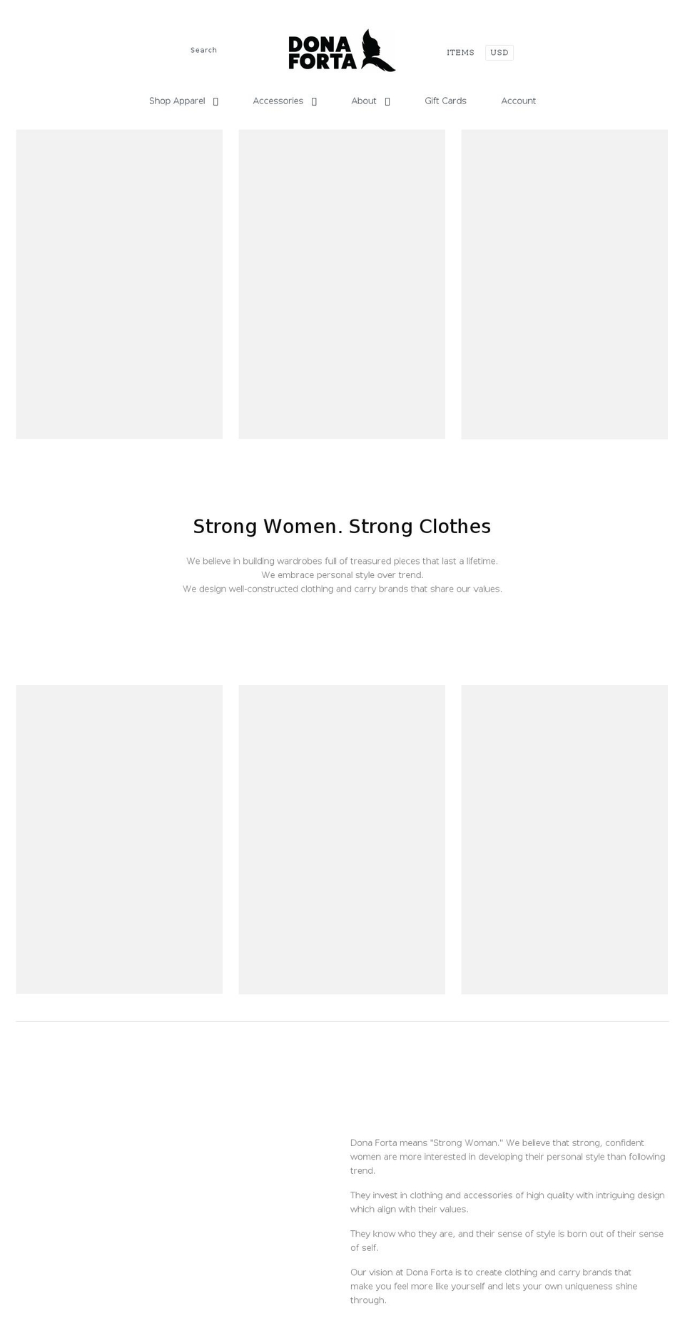 donaforta.com shopify website screenshot