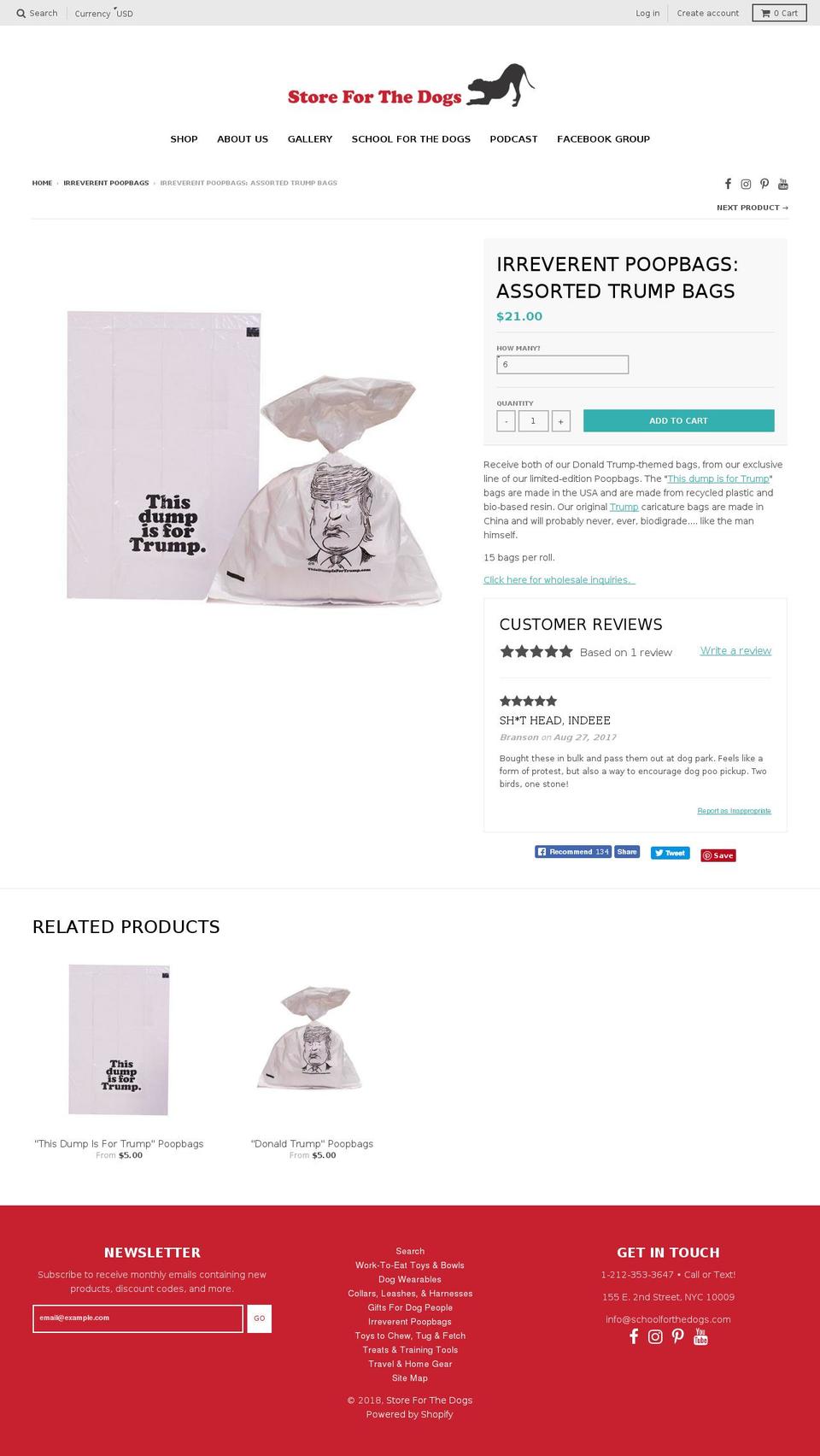 donaldtrumppoopbags.com — Shopify storefront screenshot