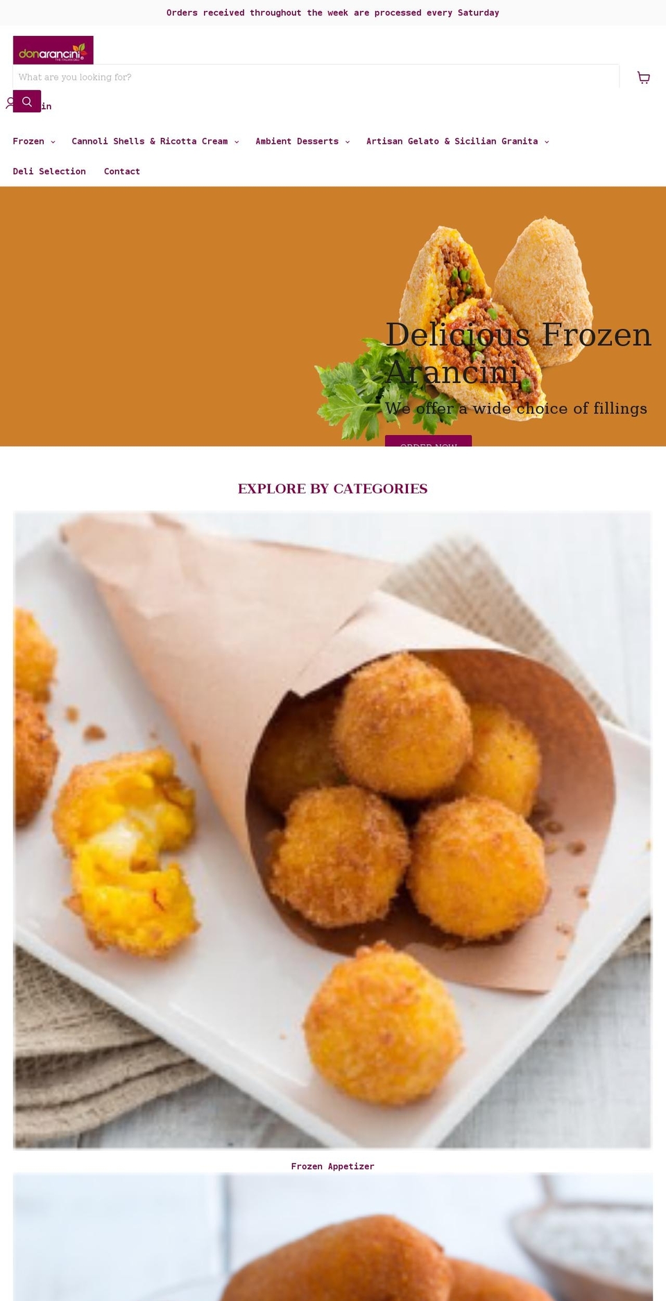 donarancini.com shopify website screenshot