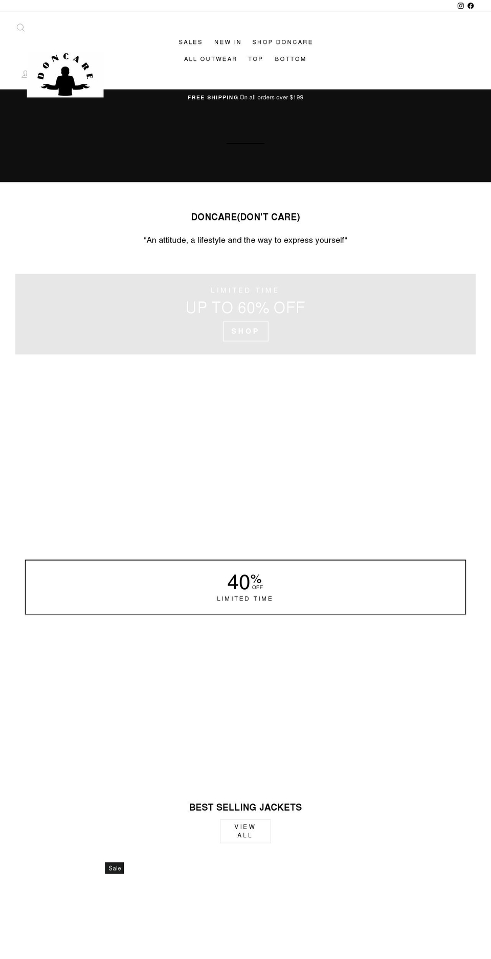 doncare-club.com shopify website screenshot