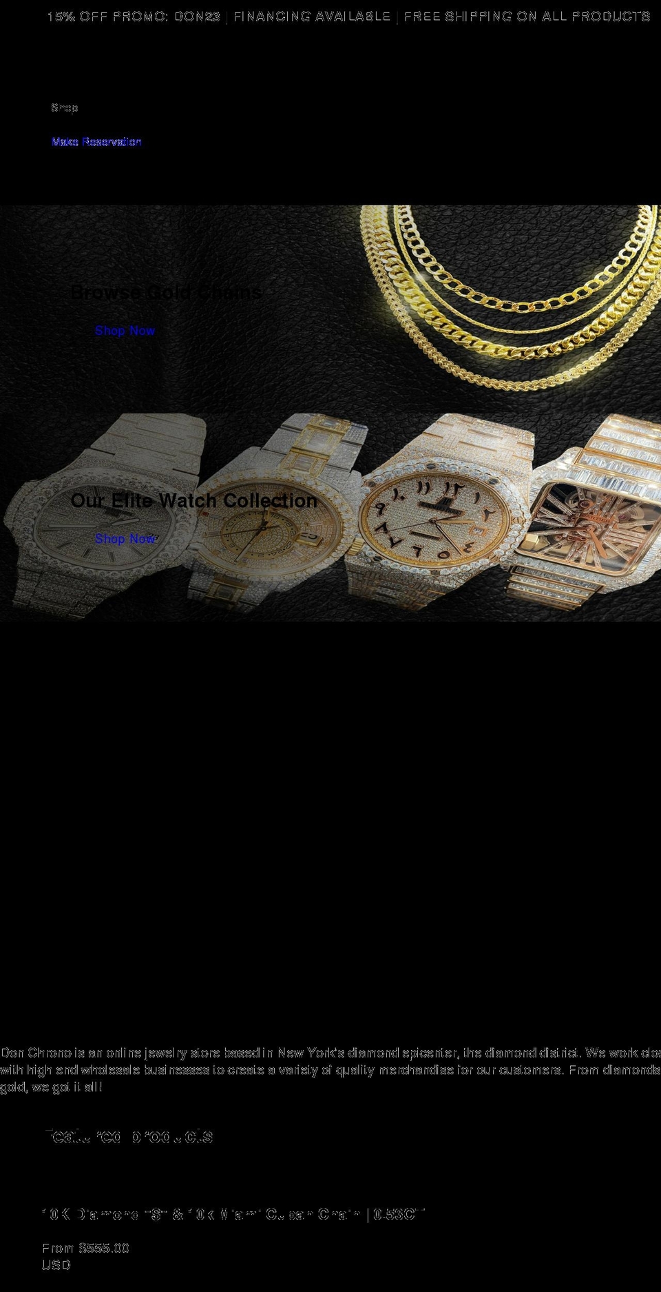 donchrono.com shopify website screenshot