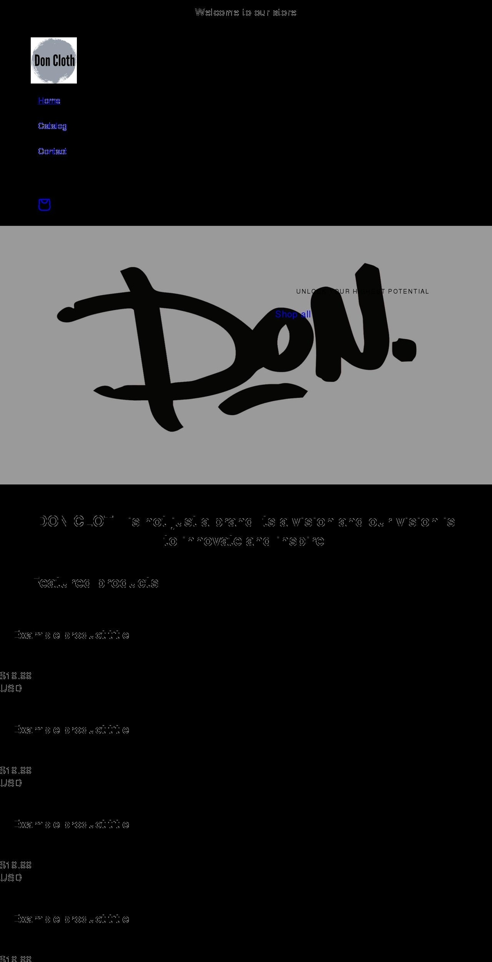 doncloth.com shopify website screenshot
