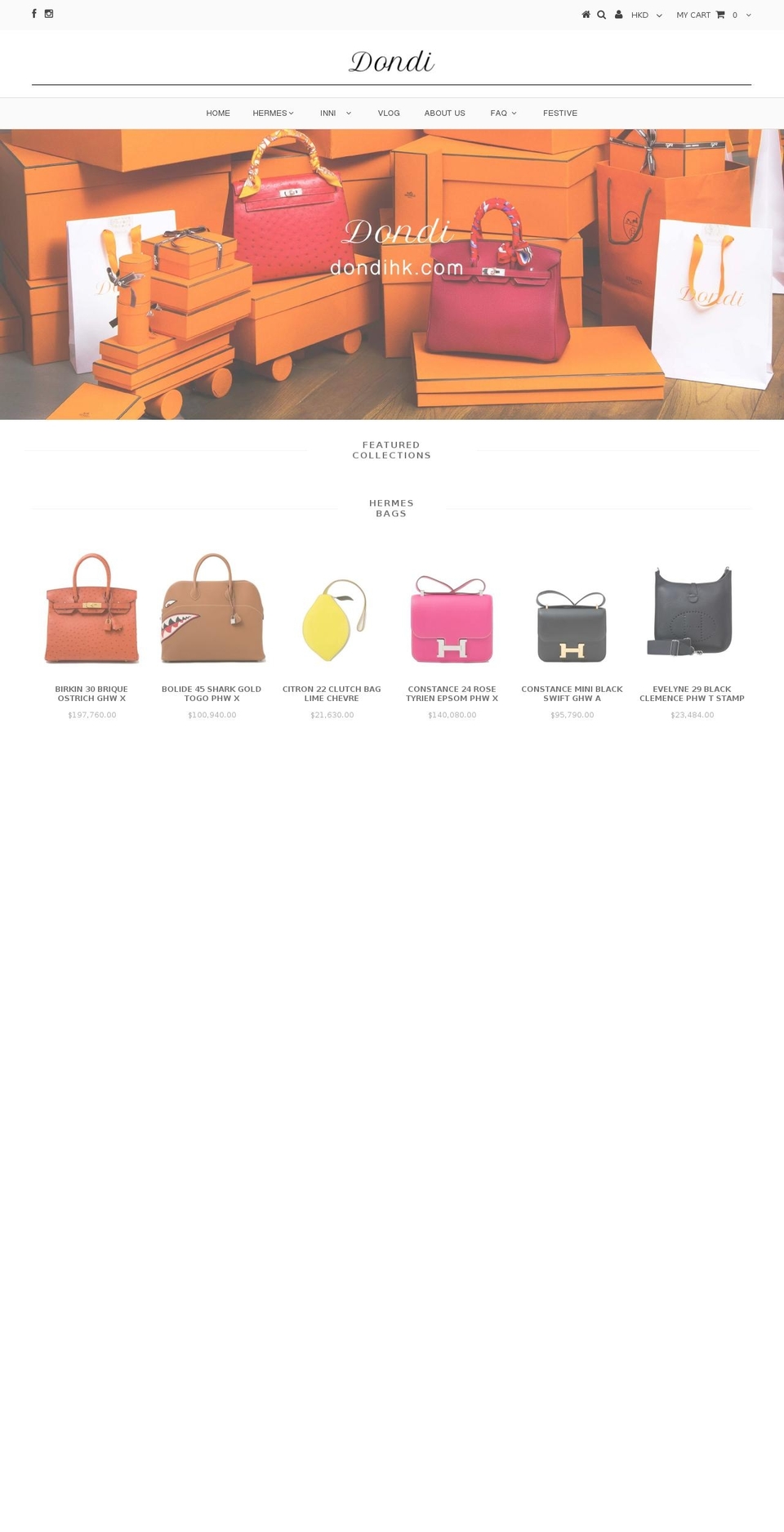 dondihk.com shopify website screenshot