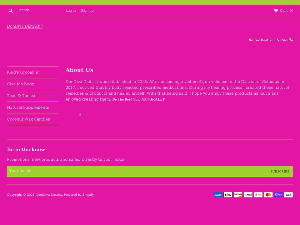 dondivadistrictcollection.com shopify website screenshot