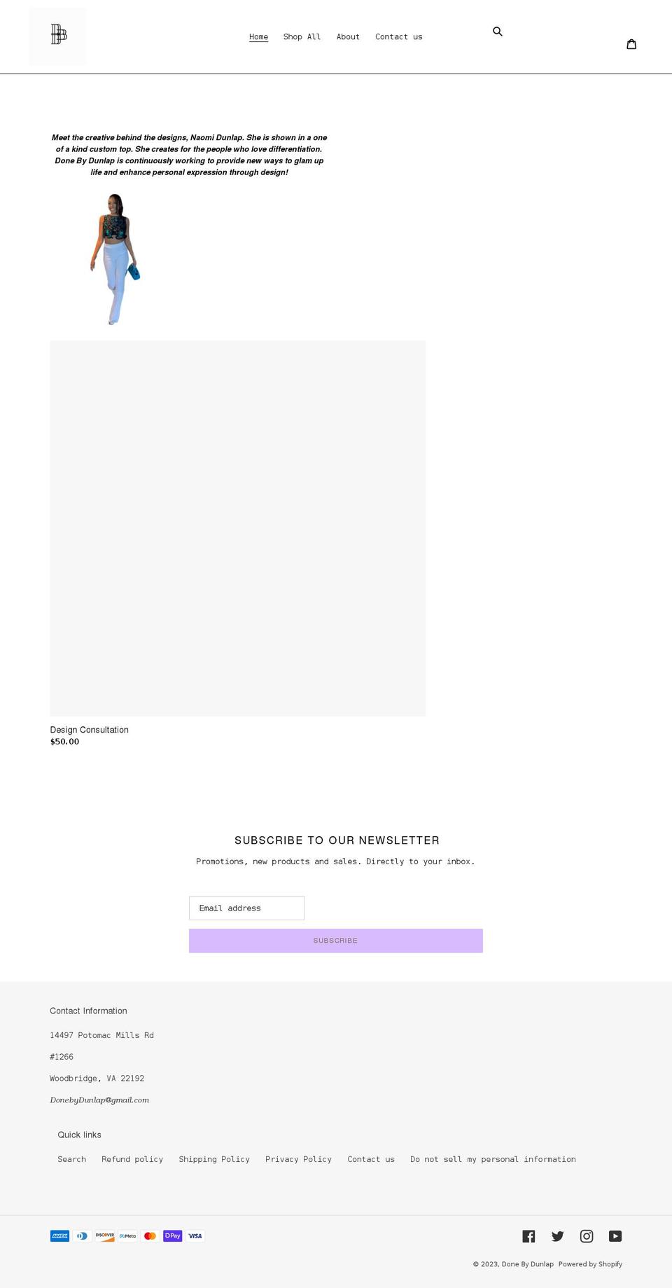 donebydunlap.com shopify website screenshot