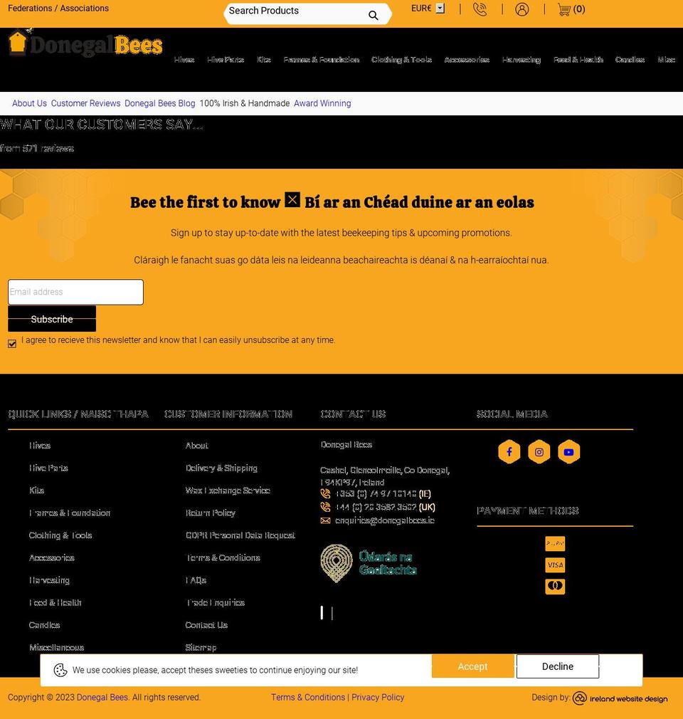 donegalbees.ie shopify website screenshot