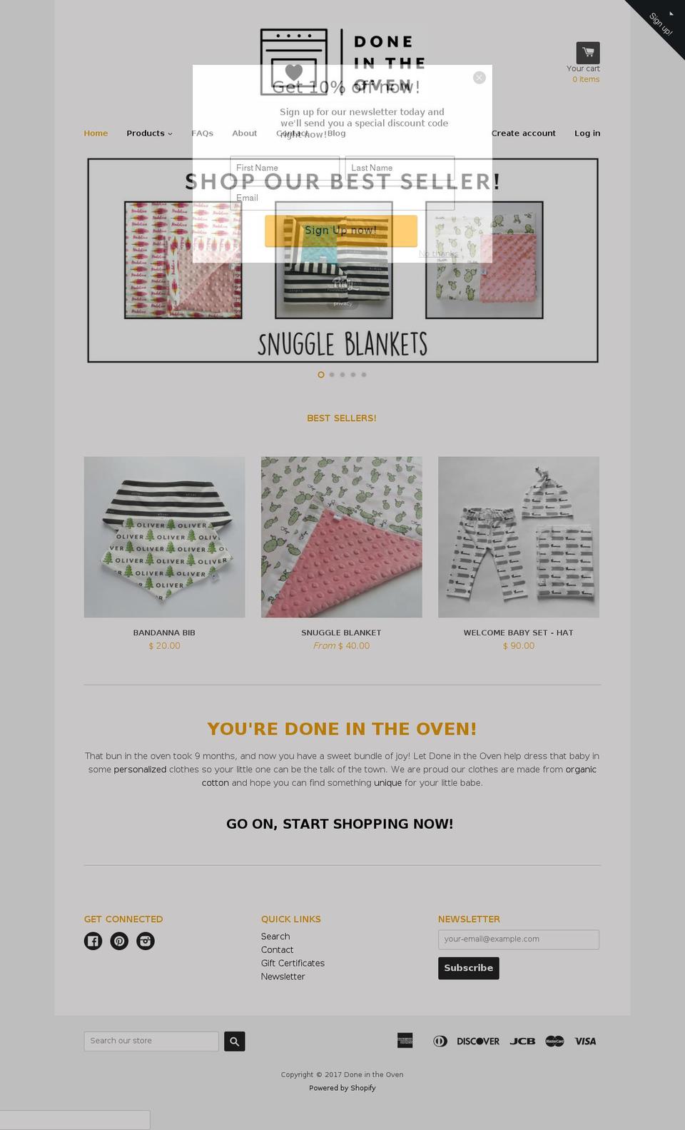 doneintheoven.com shopify website screenshot