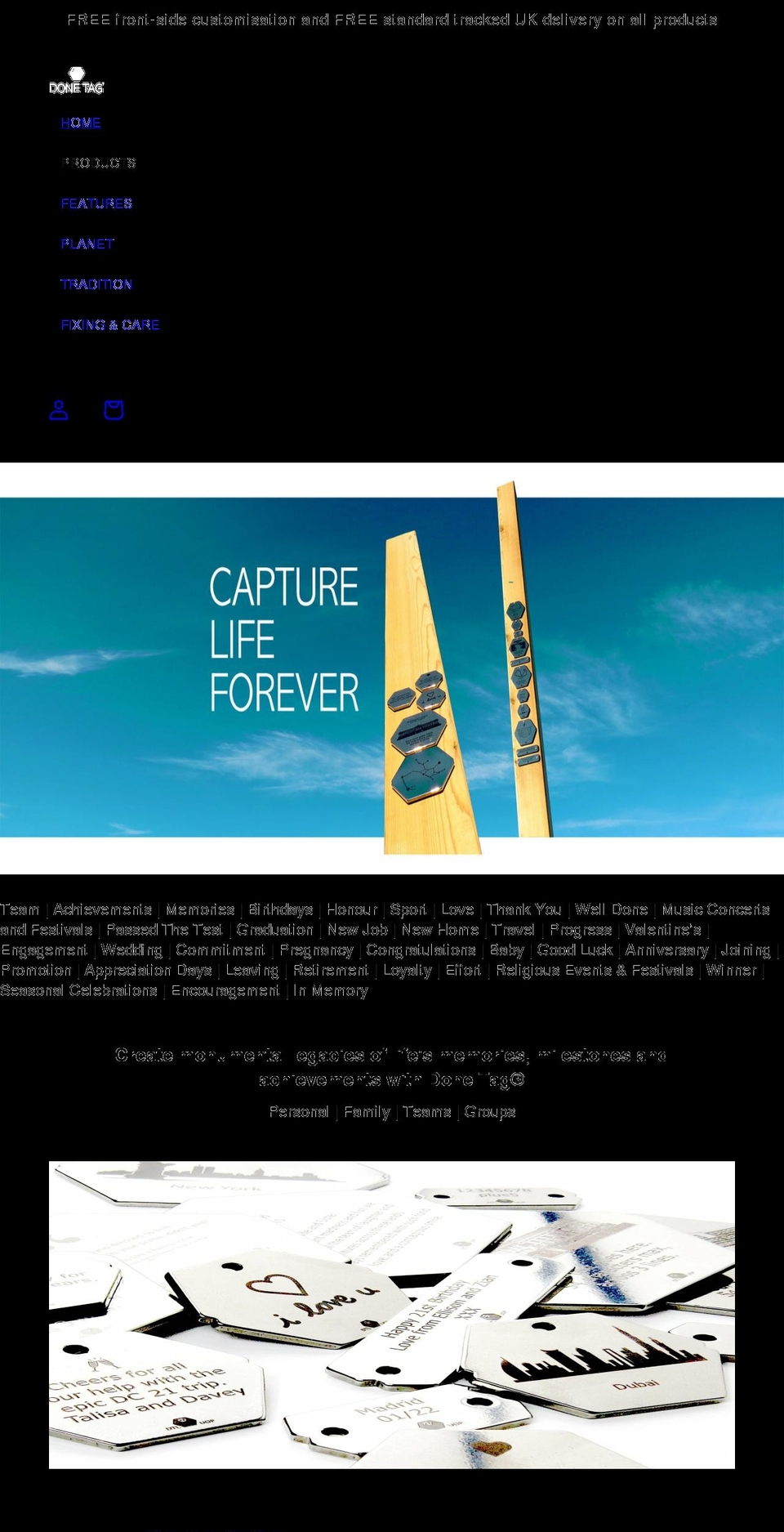 donetag.com shopify website screenshot