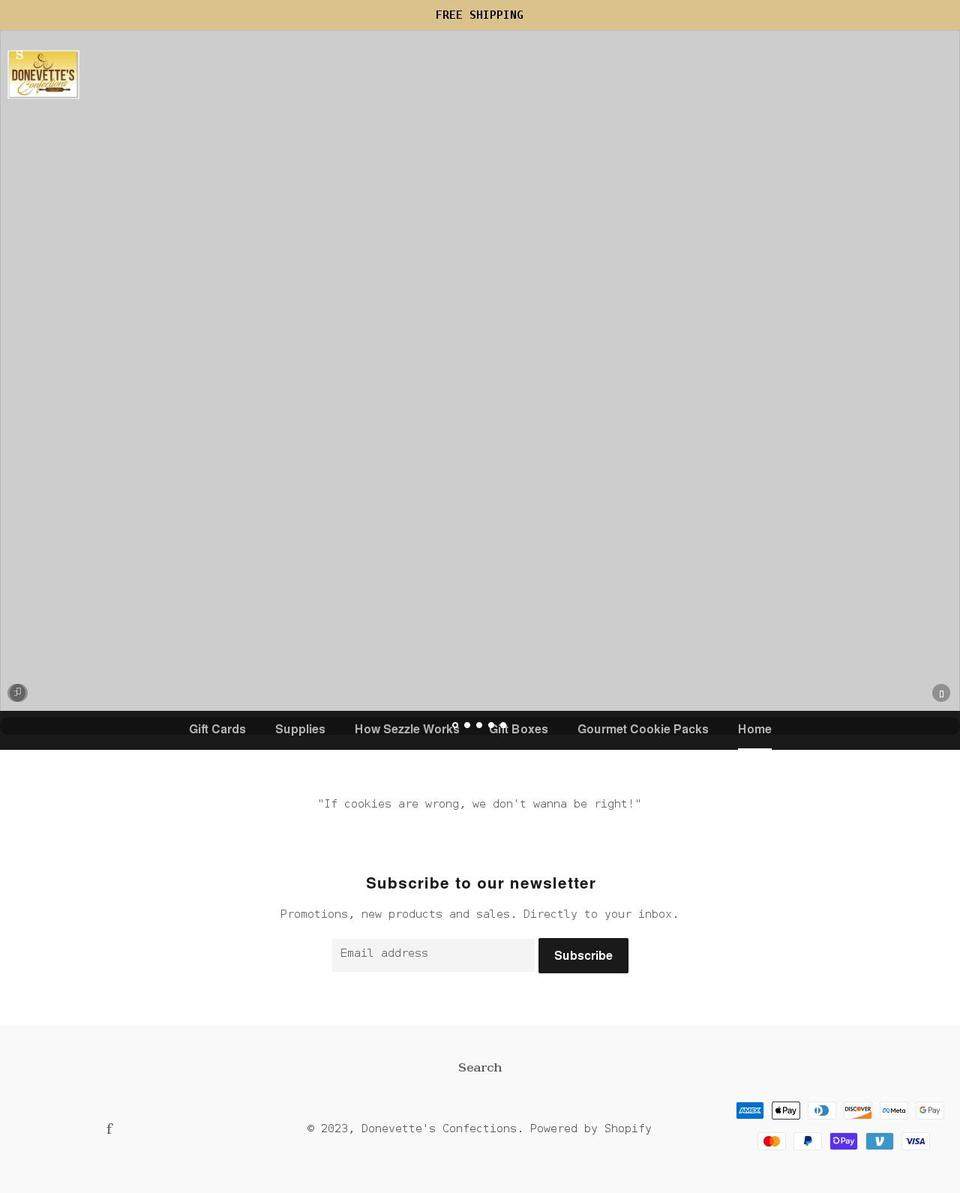 donevettesconfections.com shopify website screenshot