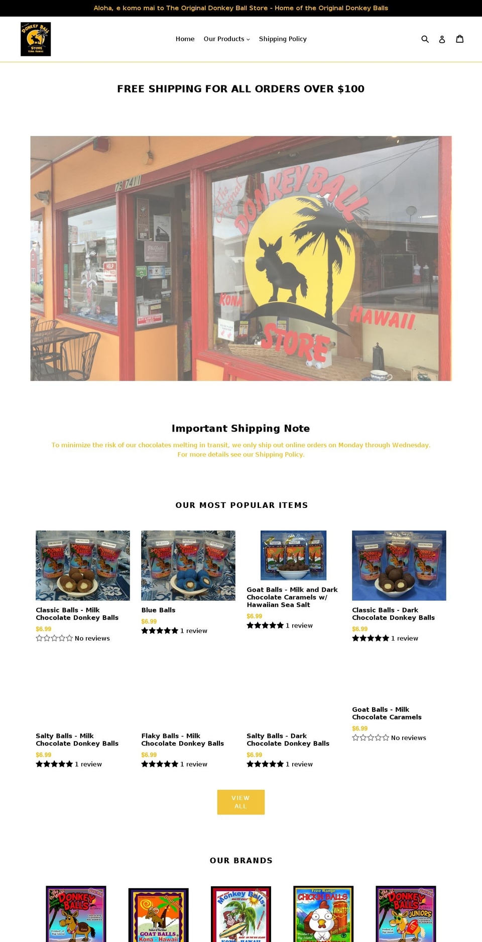 donkeyballstore.com shopify website screenshot