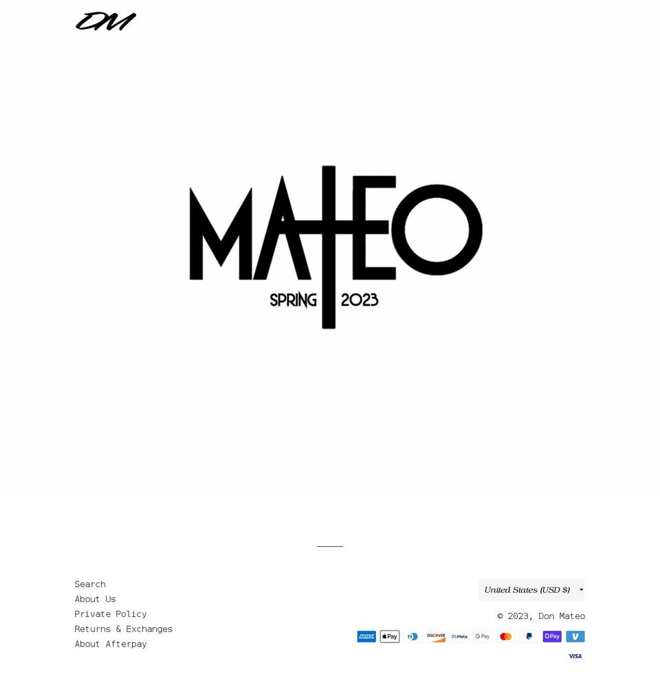 donmateodesigns.com shopify website screenshot