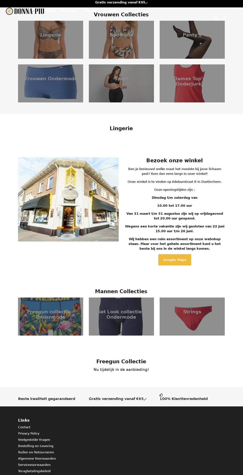 donna-piu.nl shopify website screenshot