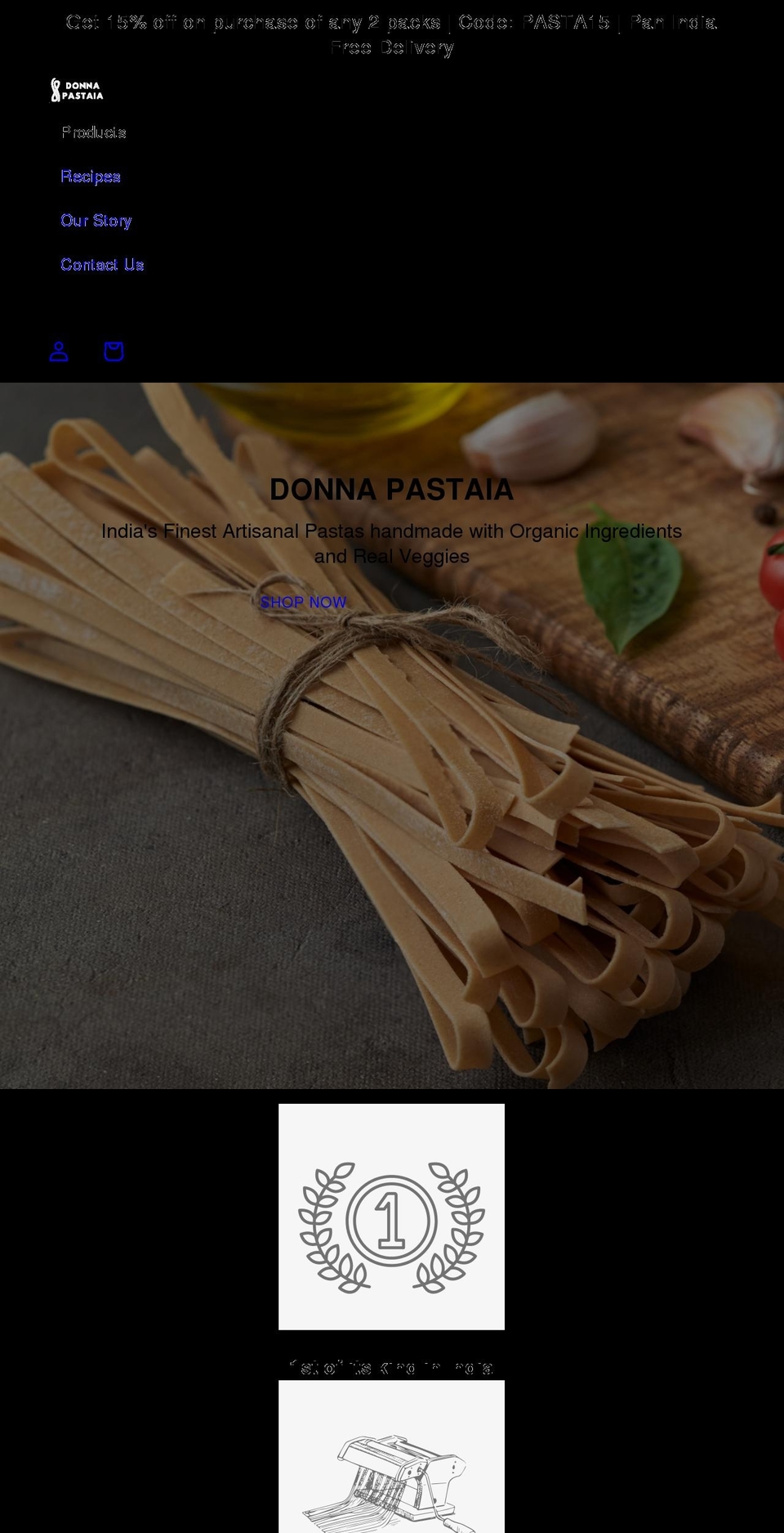 donnapastaia.com shopify website screenshot