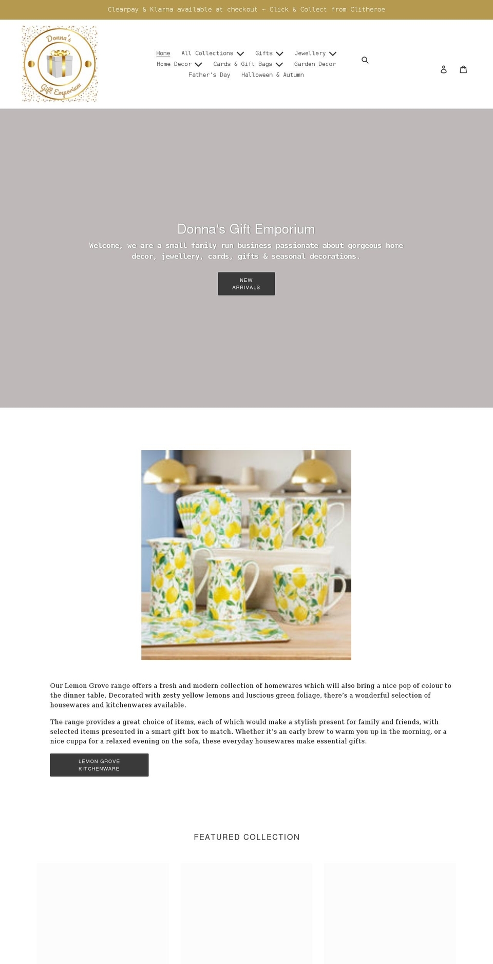 donnasgiftemporium.com shopify website screenshot