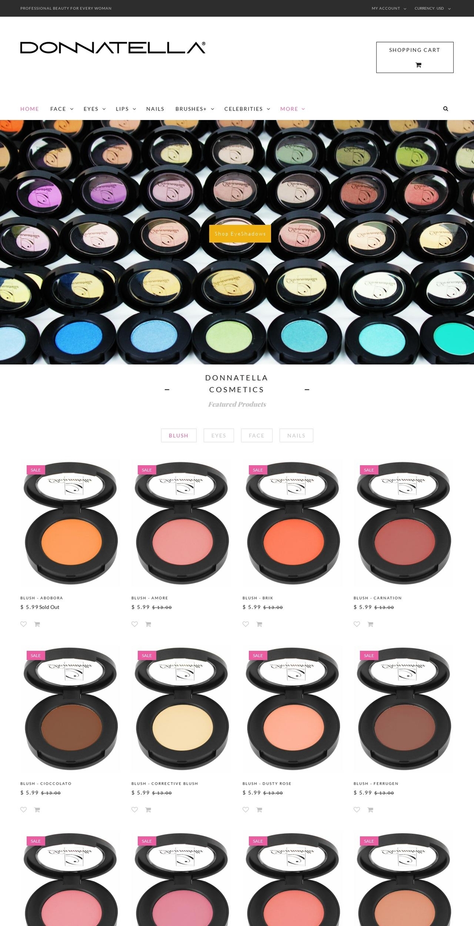donnatella-cosmetics.myshopify.com shopify website screenshot