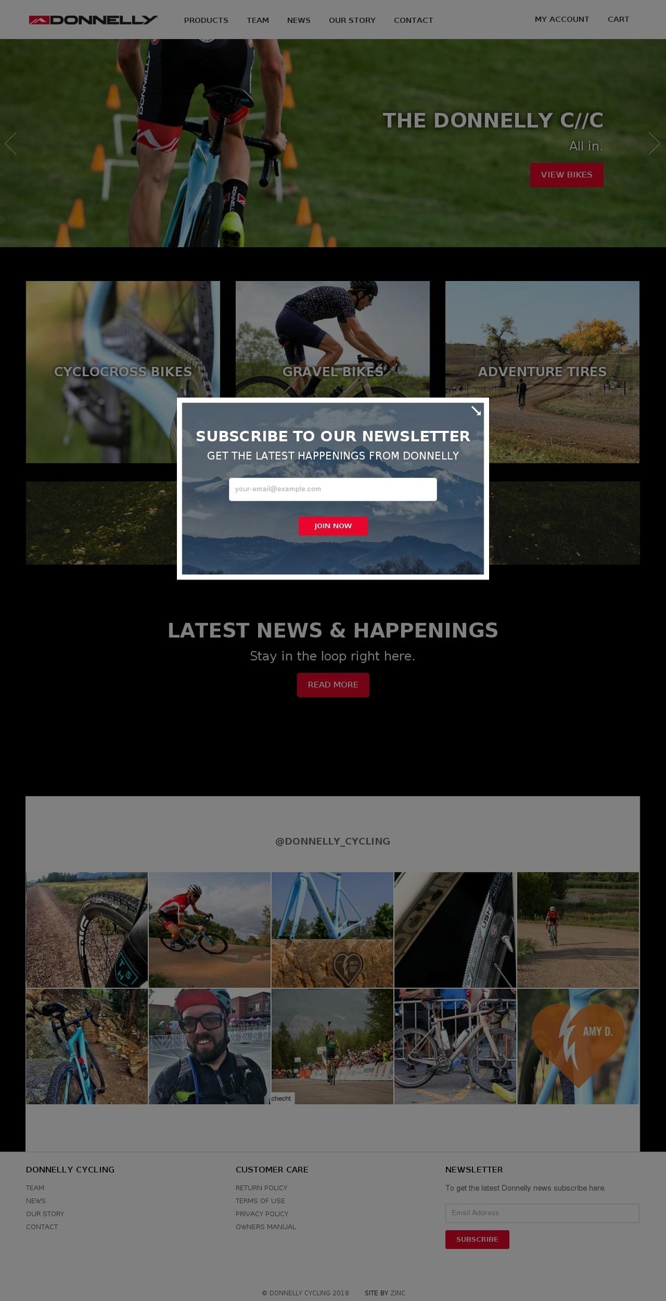 donnellycycling.com shopify website screenshot