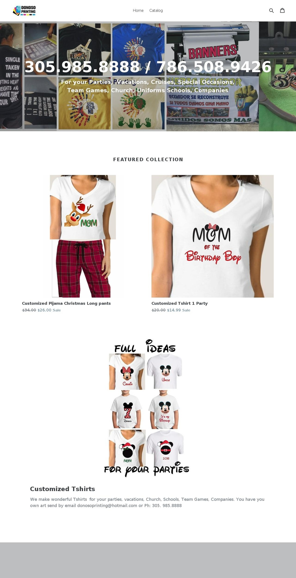 donosoprinting.com shopify website screenshot