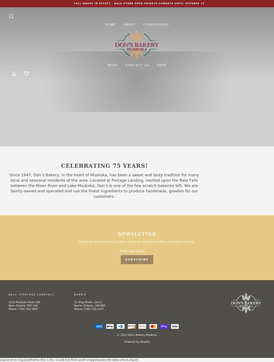 Bakery Shopify theme site example donsbakery.ca