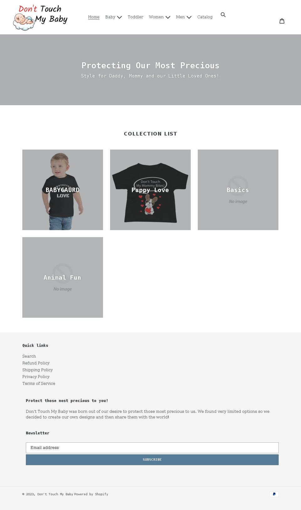 dont-touch-my-baby.com shopify website screenshot