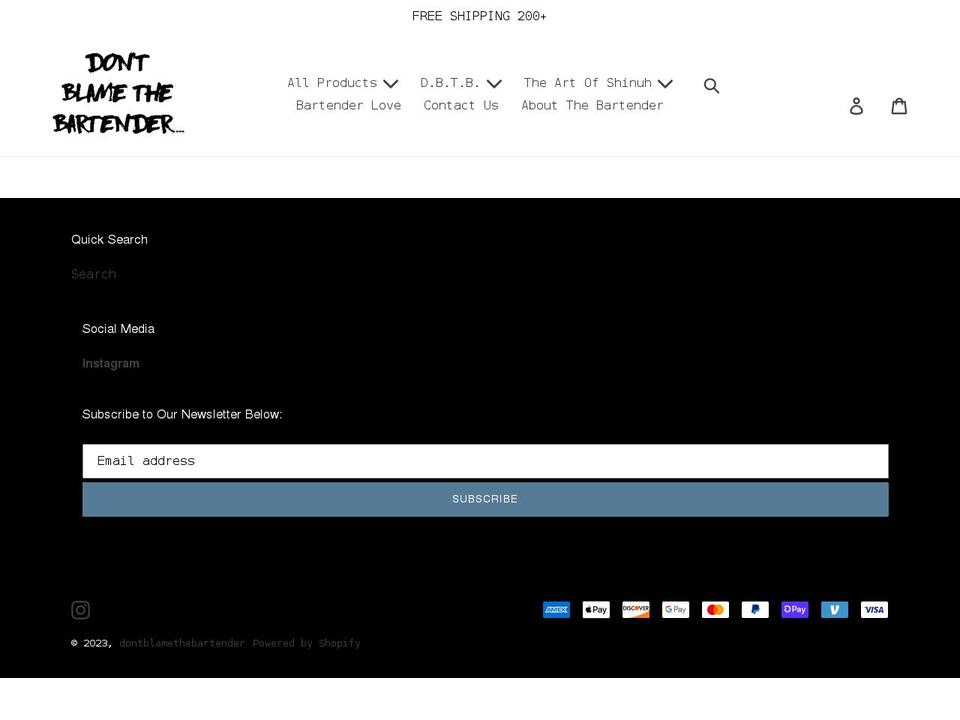 dontblamethebartender.com shopify website screenshot