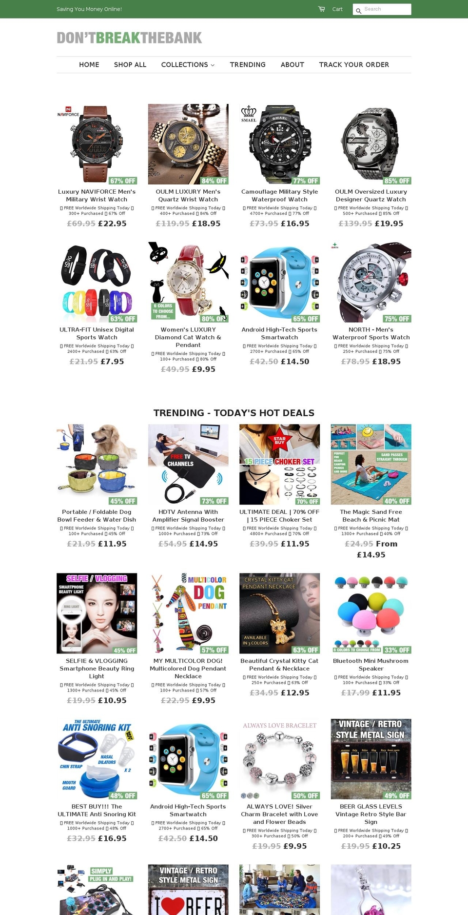 dontbreakthebank.com — Shopify storefront screenshot