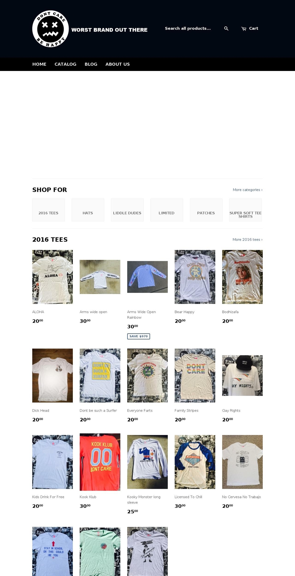 dontcare.com shopify website screenshot