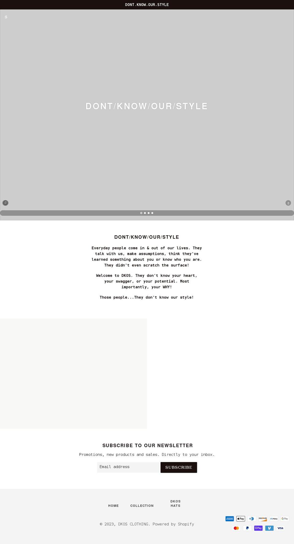 dontknowourstyle.com shopify website screenshot