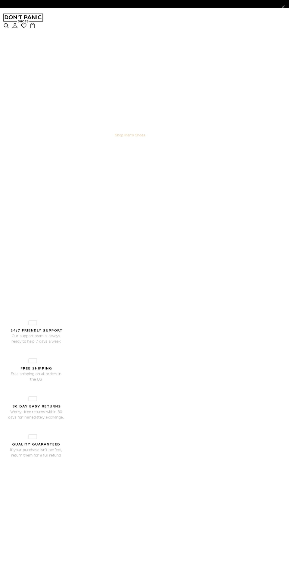 dontpanicshoes.com shopify website screenshot
