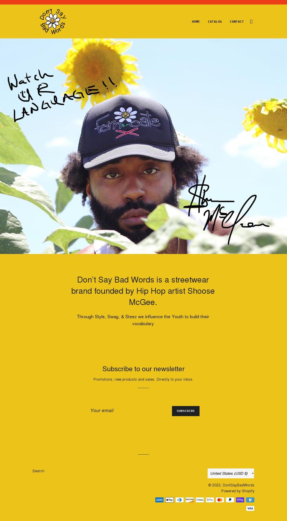 dontsaybadwords.com shopify website screenshot