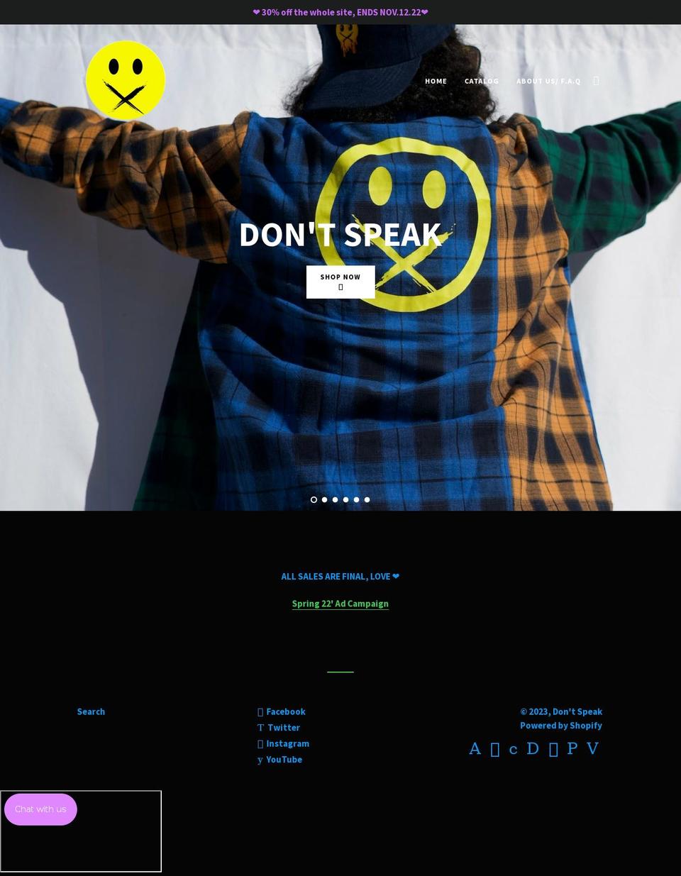 dontspeak.co shopify website screenshot