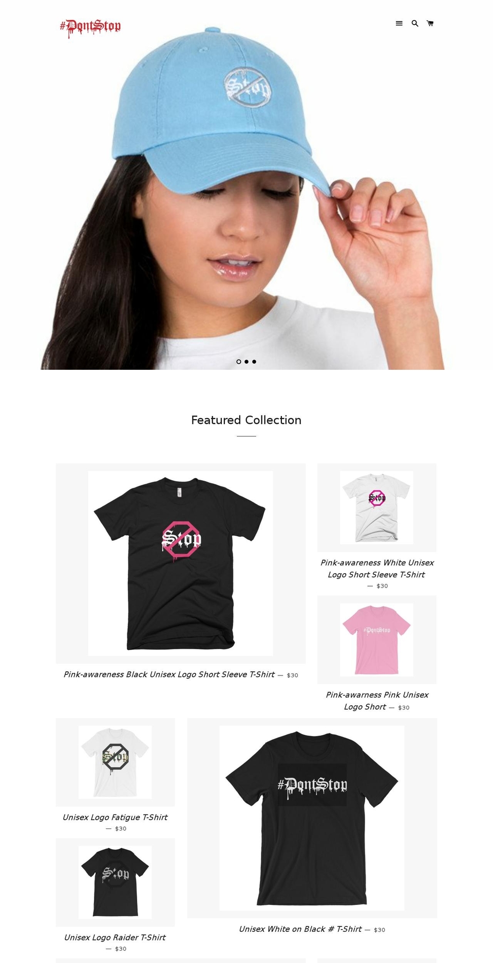 dontstopapparel.com — Shopify storefront screenshot