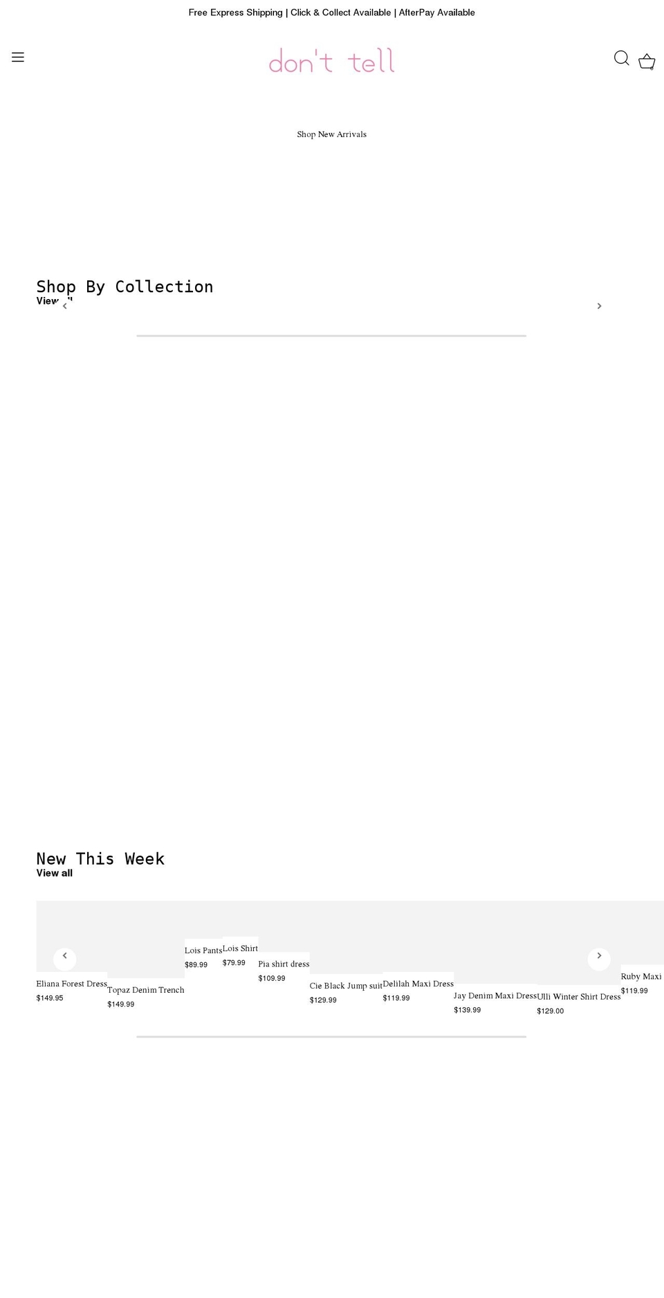 donttellboutique.com shopify website screenshot