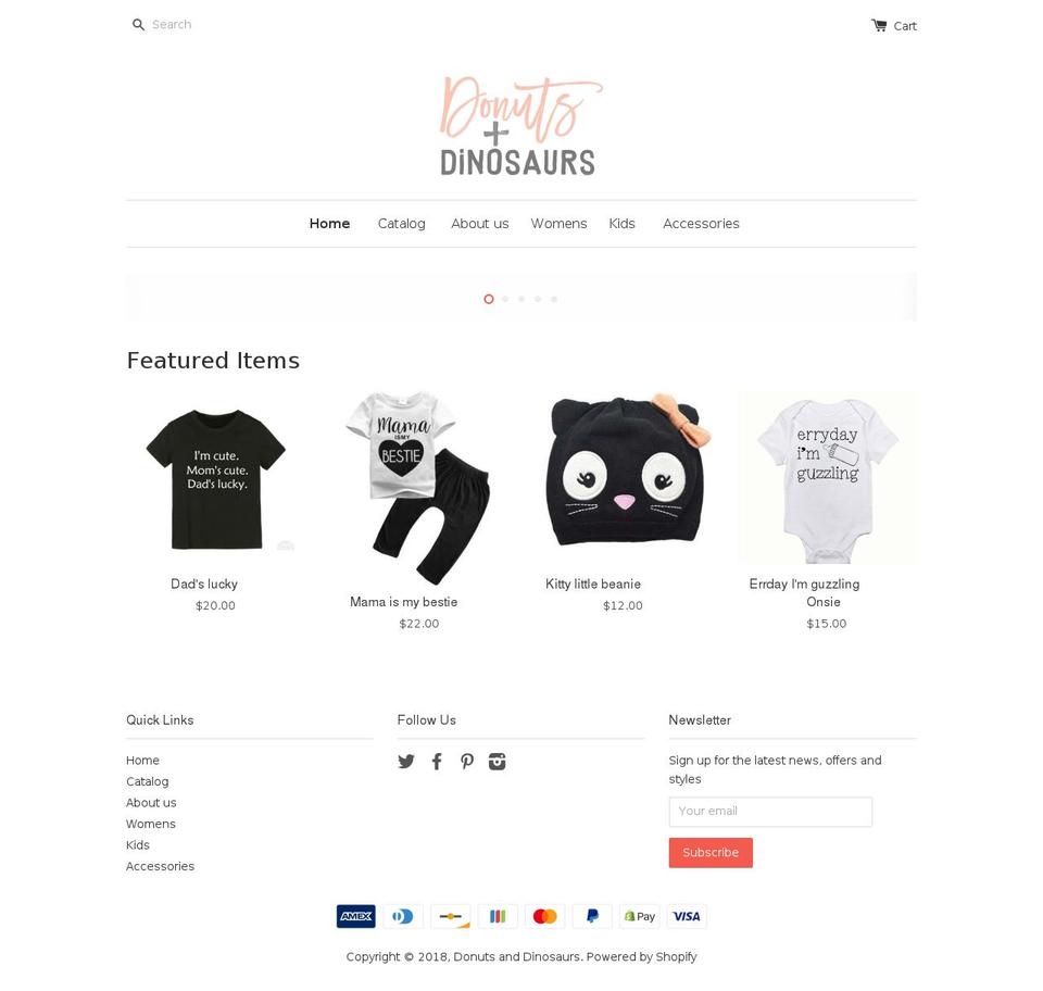 donutsanddinosaurs.com — Shopify storefront screenshot