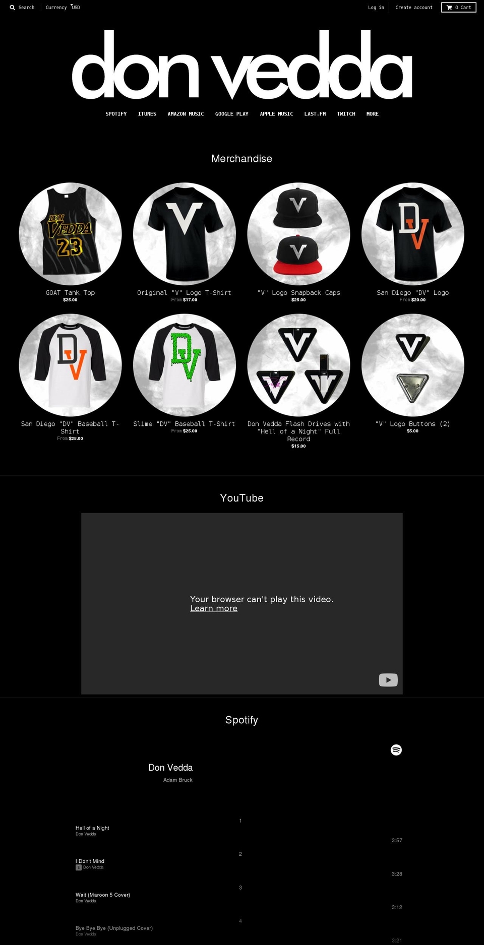 donvedda.com shopify website screenshot