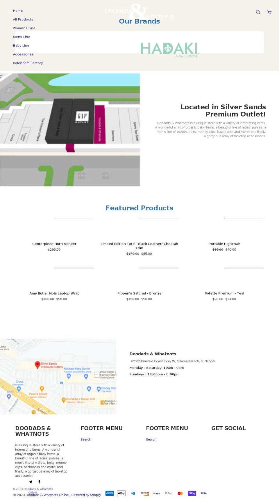 doodadswhatnots.com shopify website screenshot