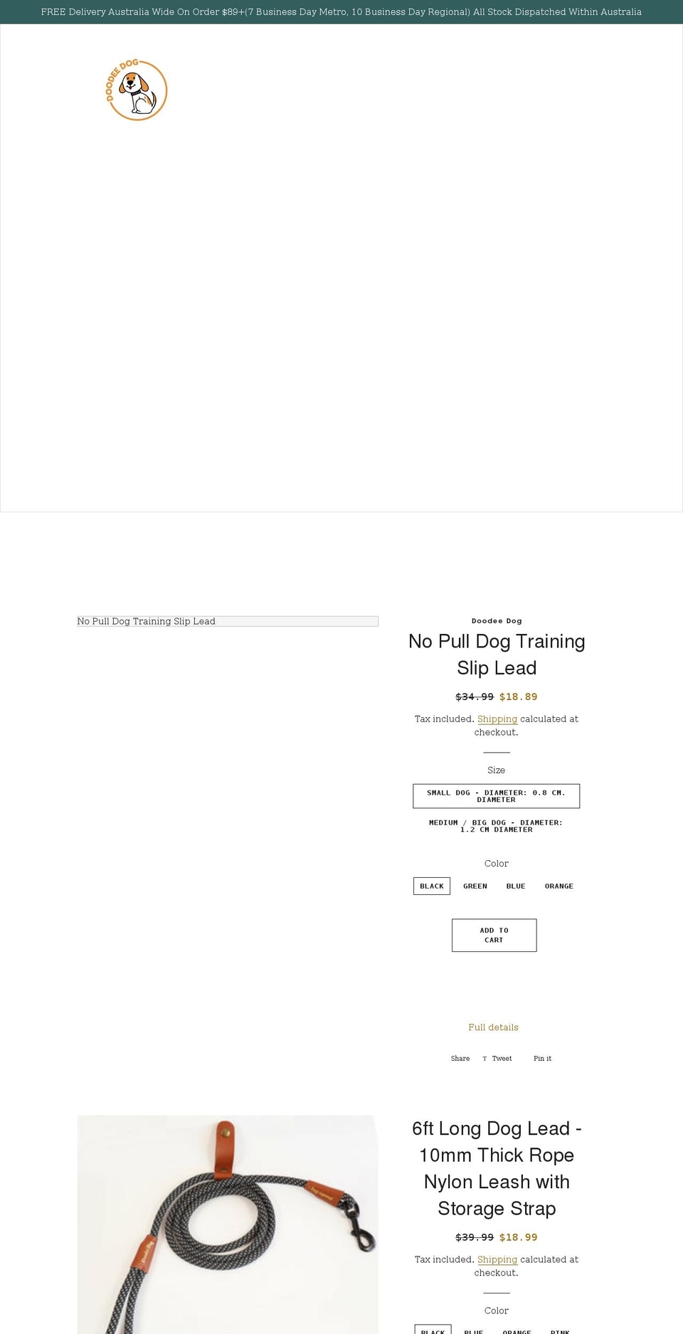 doodeedog.com shopify website screenshot