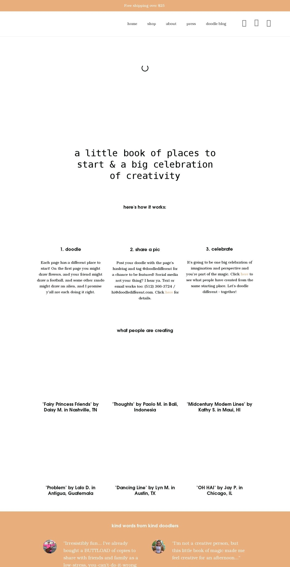 doodledifferent.com shopify website screenshot