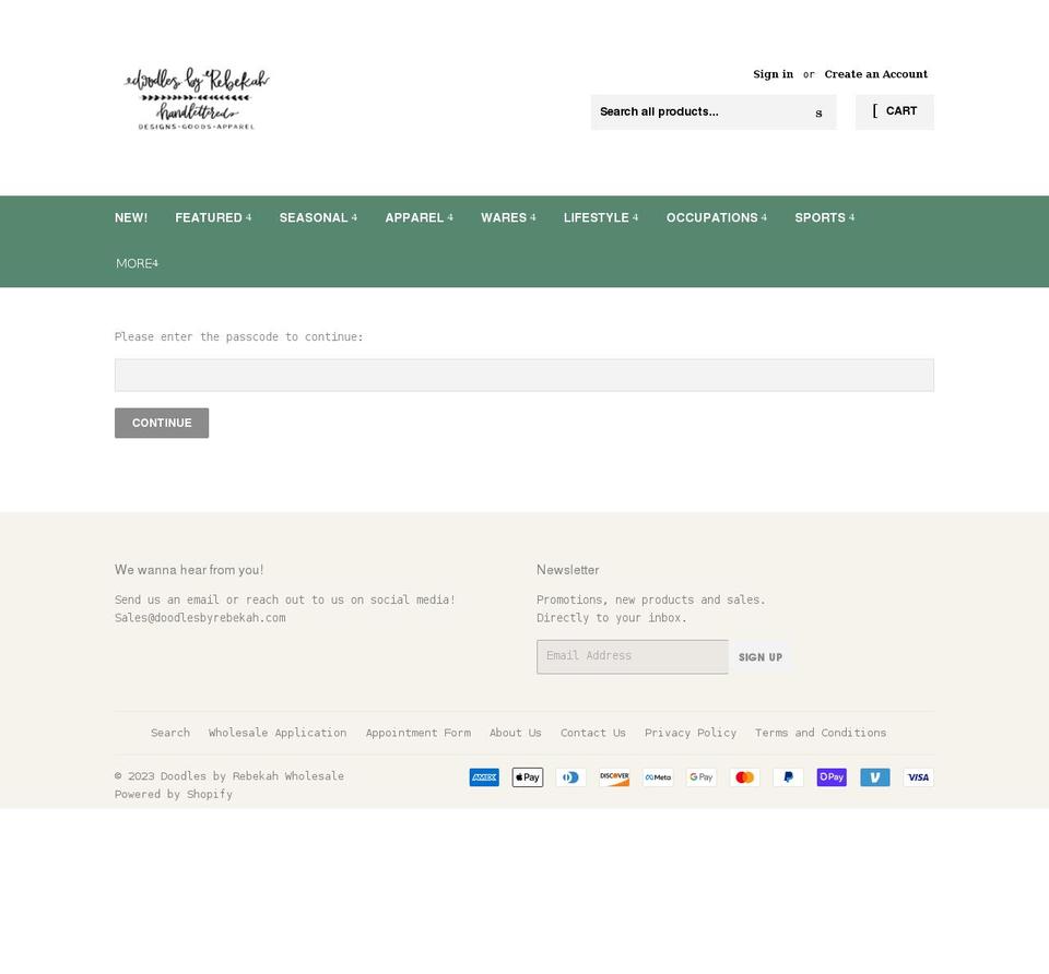 doodlesbyrebekahwholesale.com shopify website screenshot