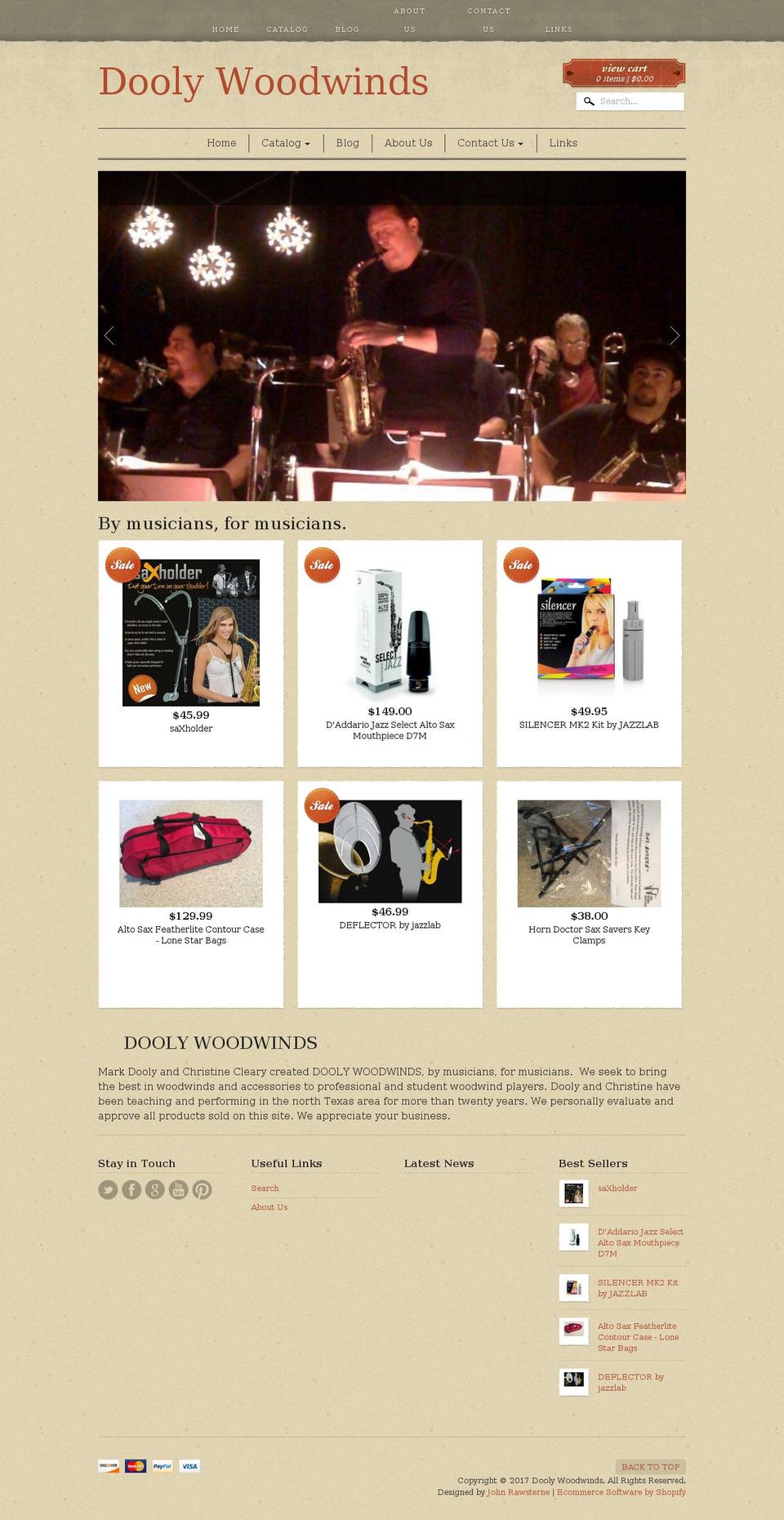 doolywoodwinds.com shopify website screenshot