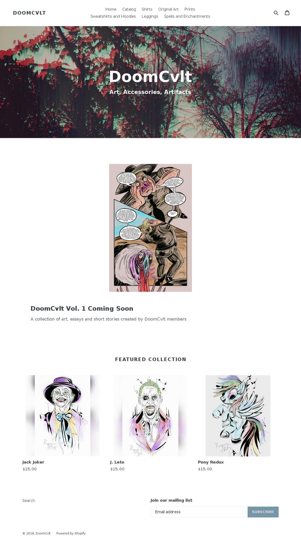 doomcvlt.org shopify website screenshot
