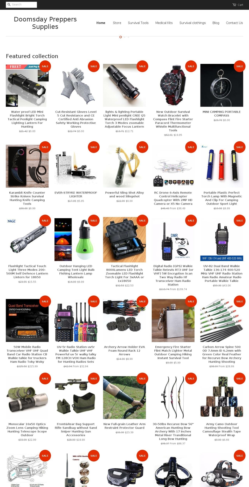doomsdayprepperssupplies.com shopify website screenshot