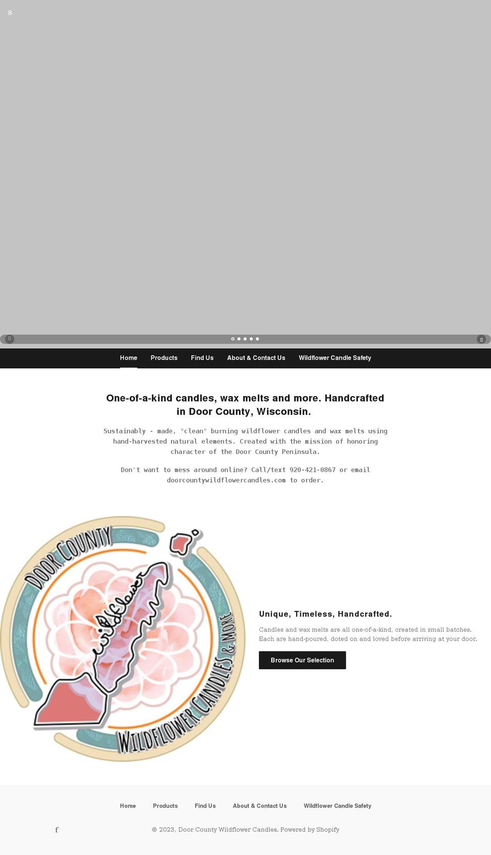 doorcountywildflowercandles.com shopify website screenshot