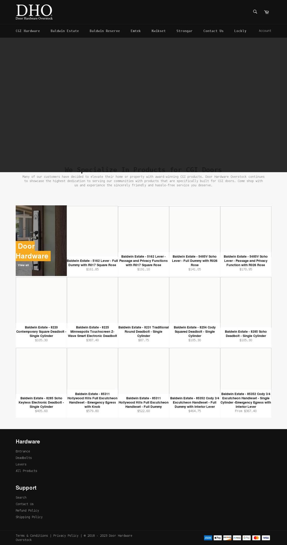 doorhardwareoverstock.com shopify website screenshot