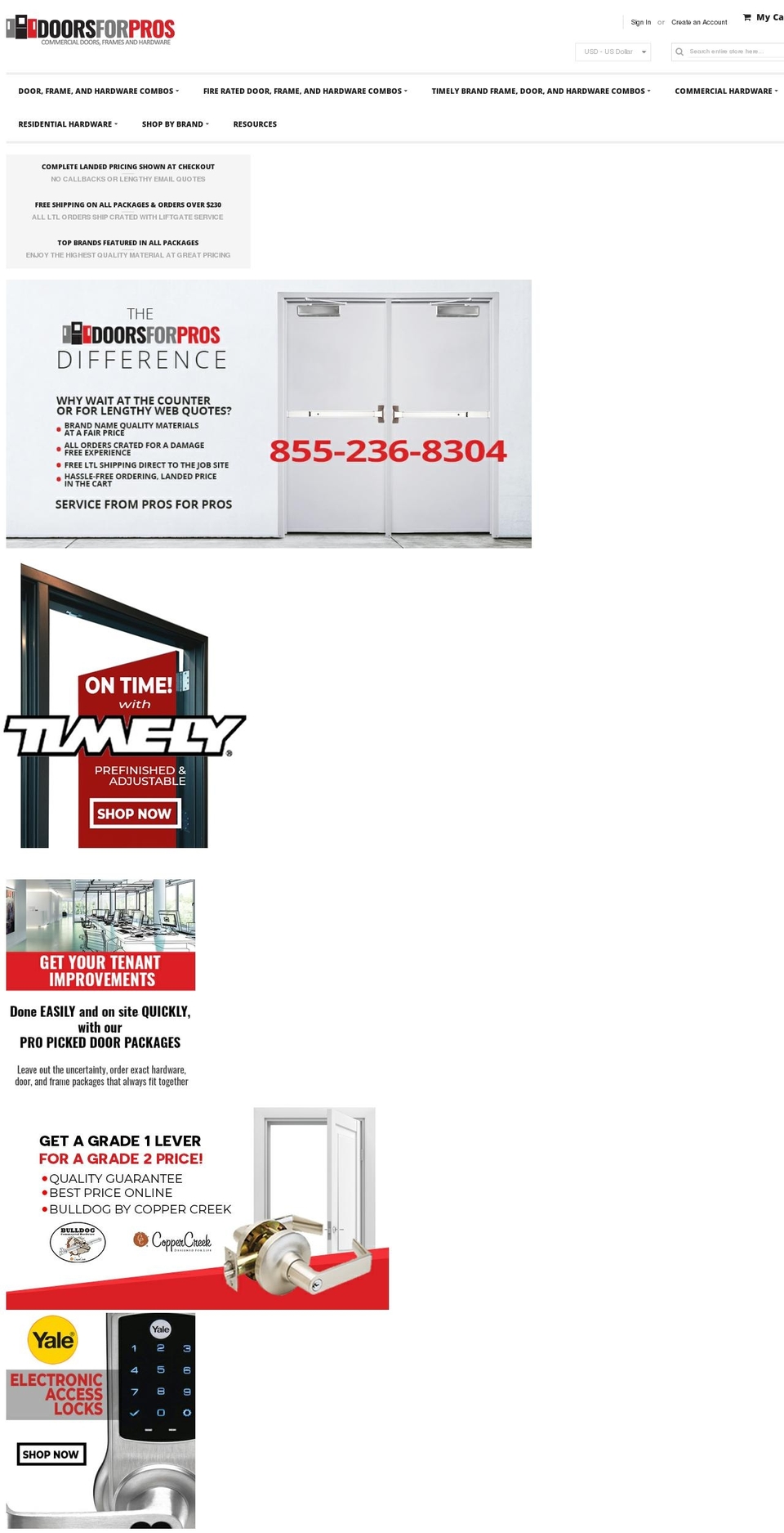 doorsforpros.com — Shopify storefront screenshot