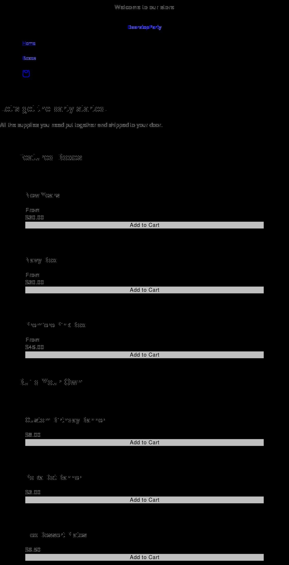 doorstepparty.com shopify website screenshot
