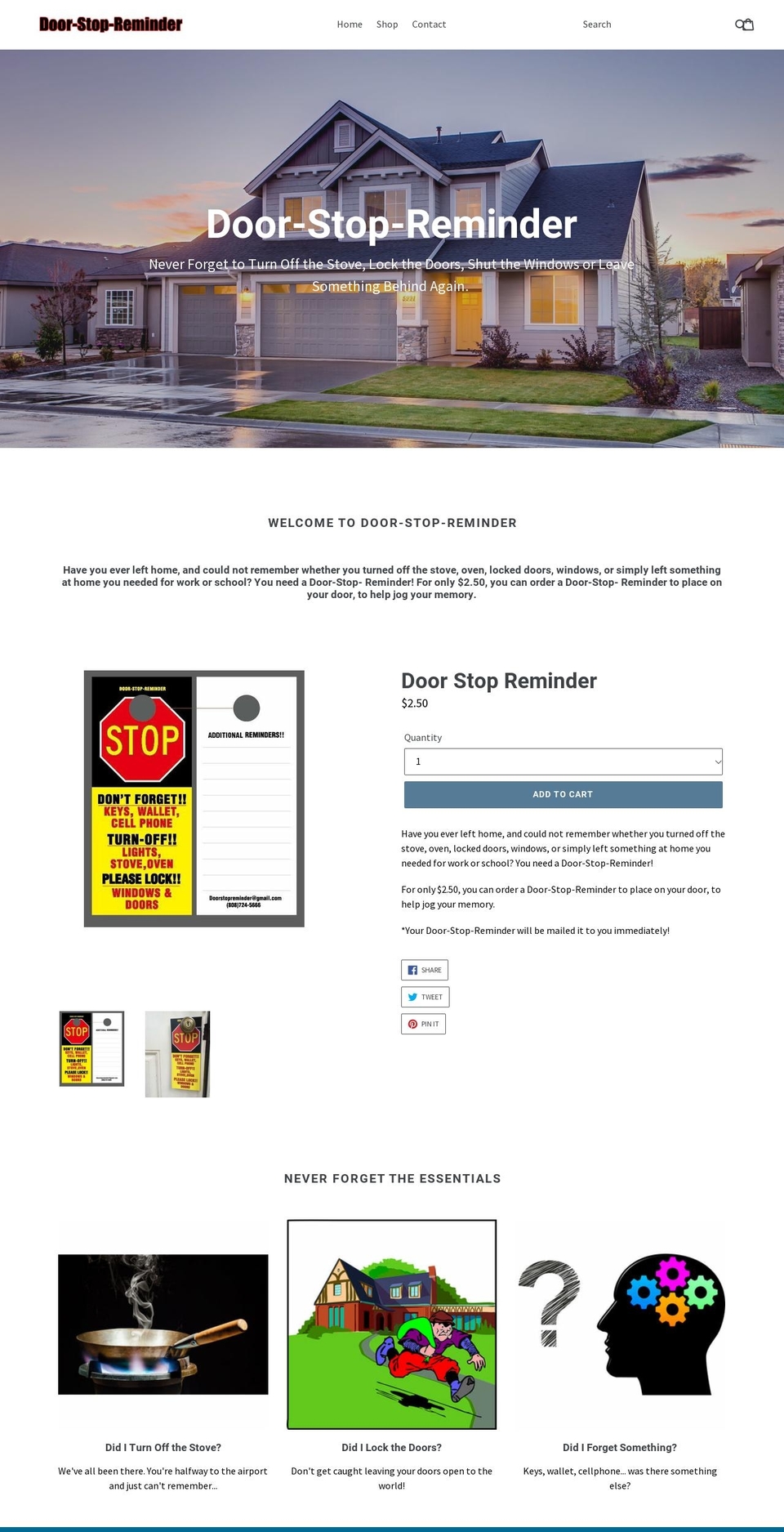 doorstopreminder.com — Shopify storefront screenshot