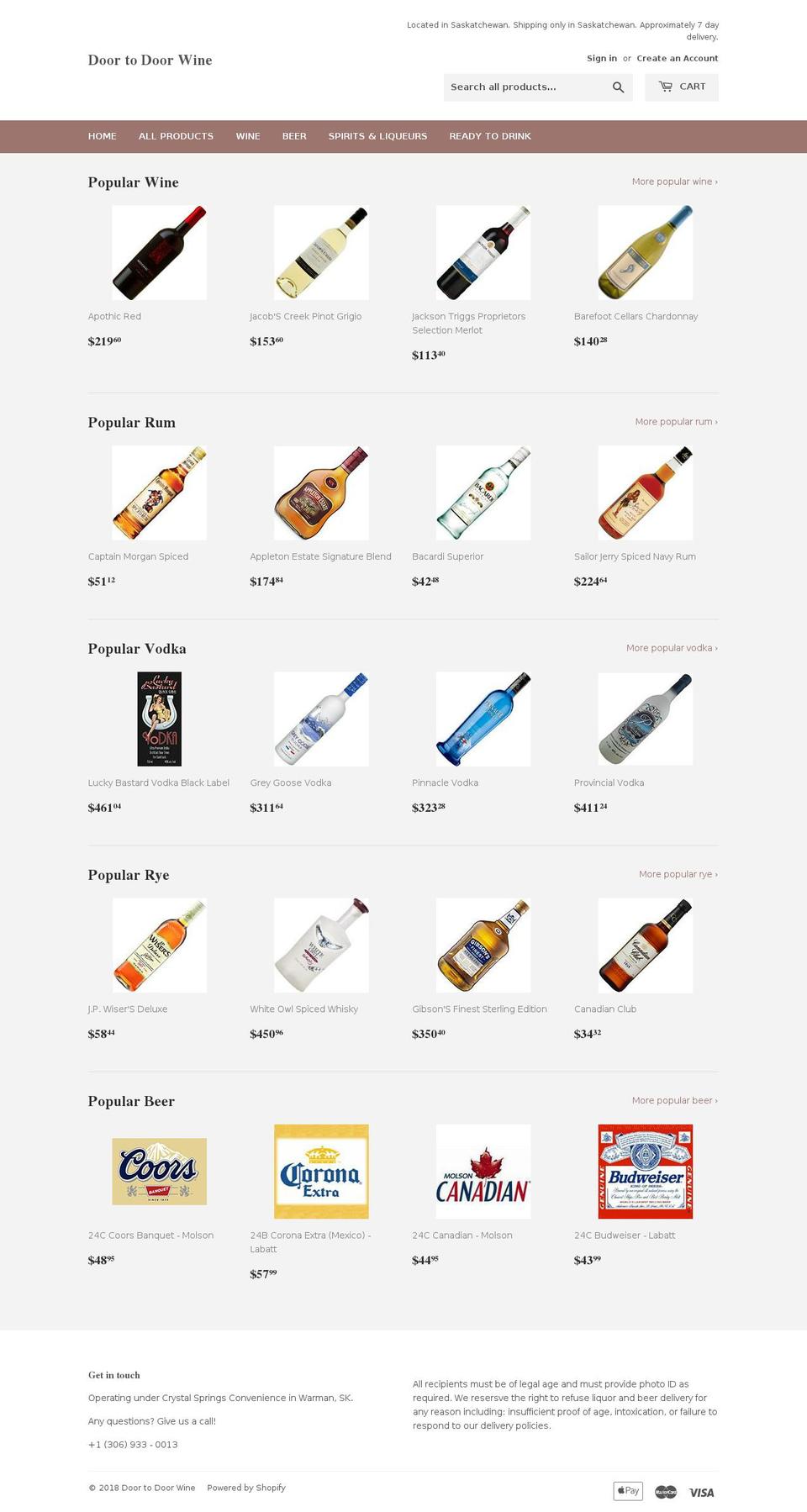 doortodoorwine.com — Shopify storefront screenshot